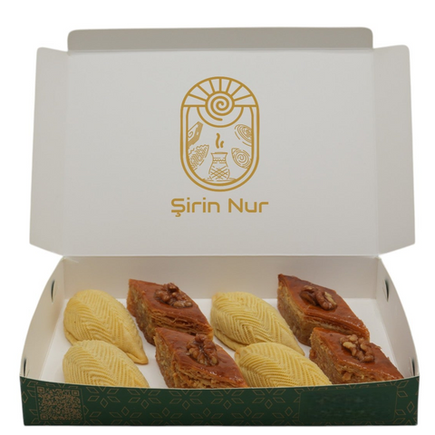Handmade Paxlava and Shekerbura in gift box – traditional Azerbaijani sweets